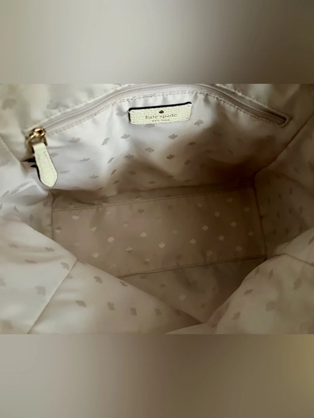 kate spade Cream Pebbled Leather Satchel with Top Handles